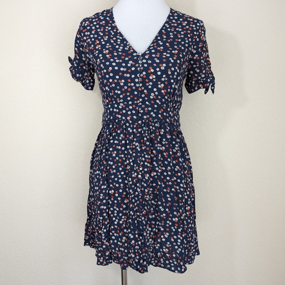 Madewell Button Front Tie Sleeve Daisy Dress